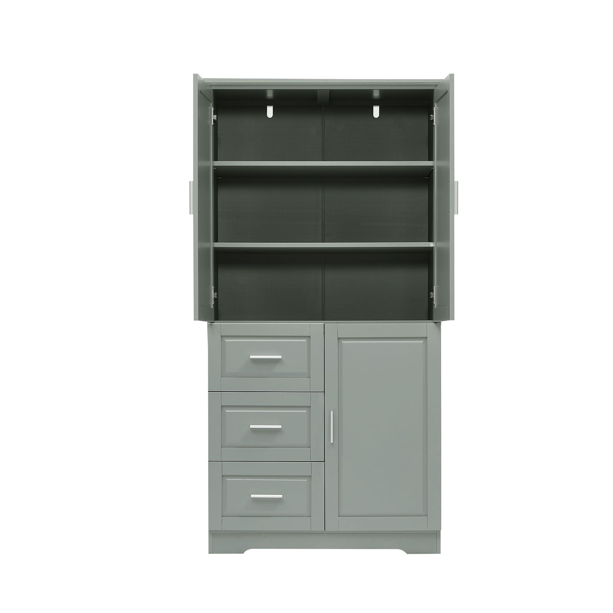 Tall And Wide Storage Cabinet With Doors, 3 Drawers