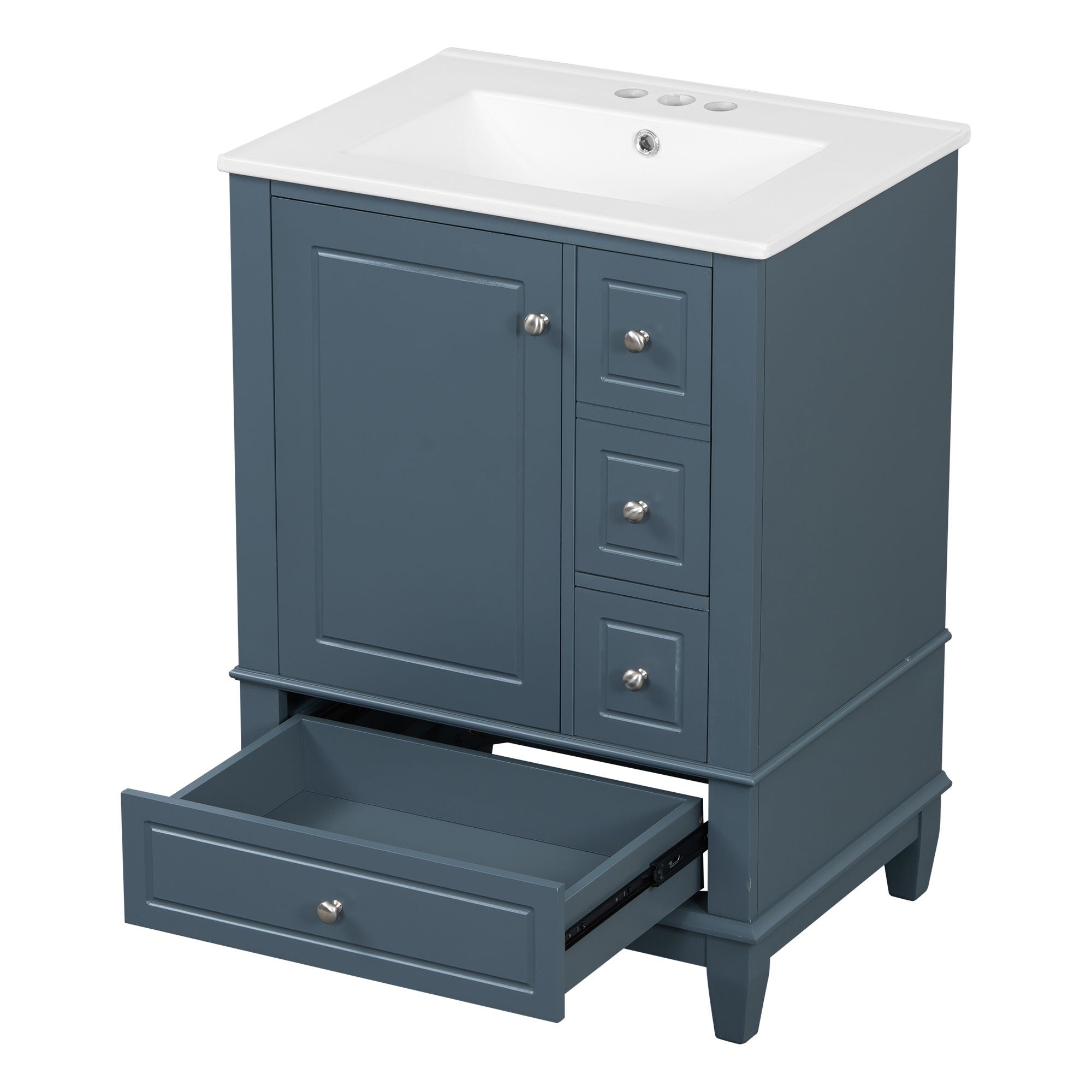 Modern Bathroom Vanity With Sink, Freestanding Cabinet With Drawers And Storage Shelves