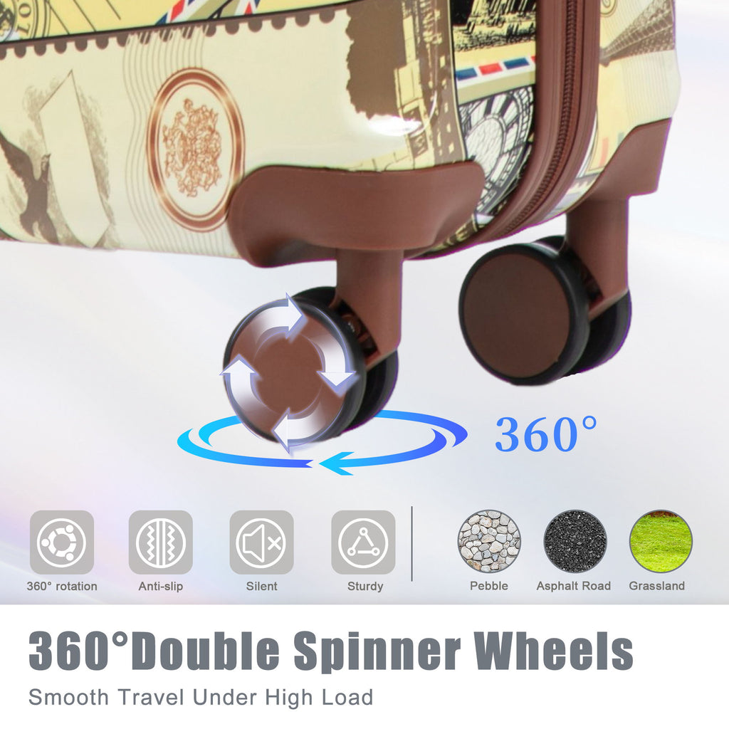 3 Piece Spinner Luggage Set 20" / 24" / 28" With Combination Lock And Silent Wheels - Black / Vintage