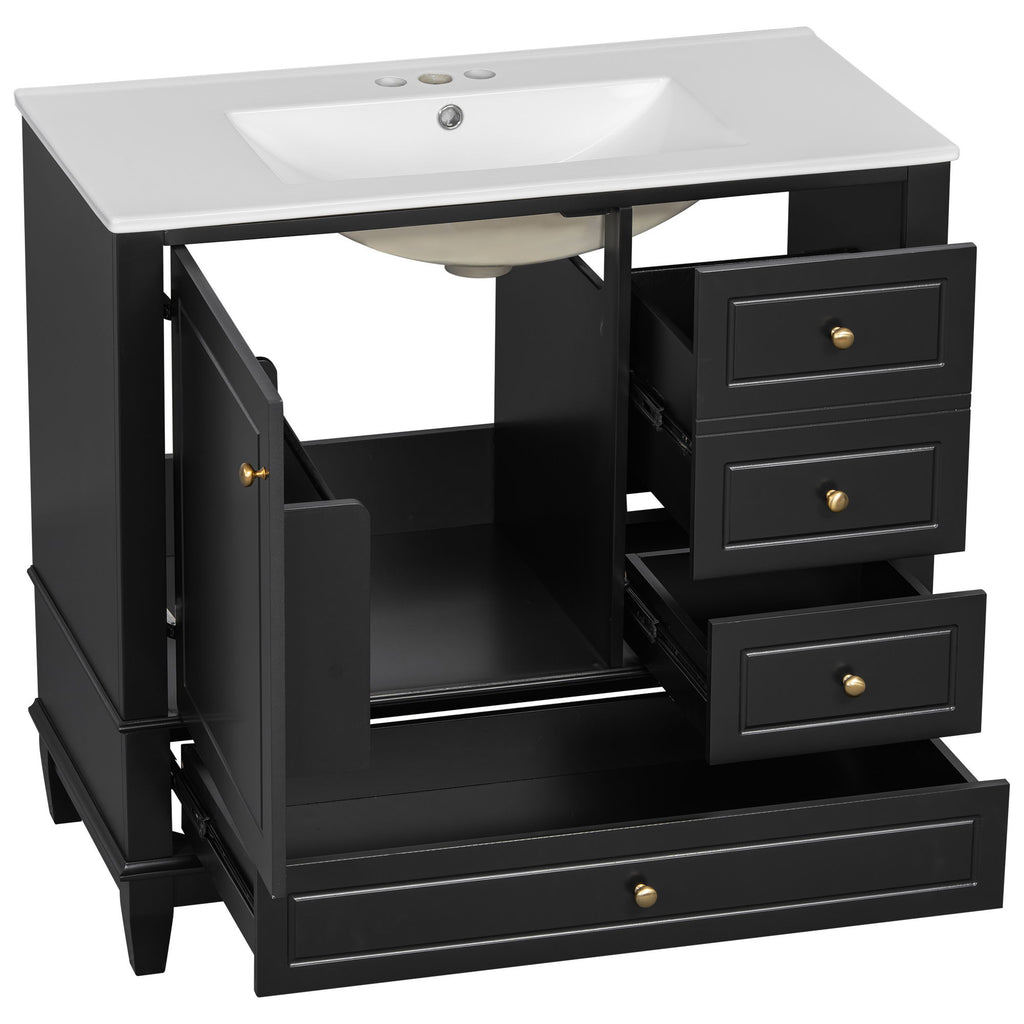 Modern Bathroom Vanity With Sink, 3 Drawers & Cabinet