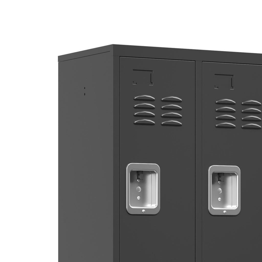6 Door Lockers With Lock For Secure Storage - Black