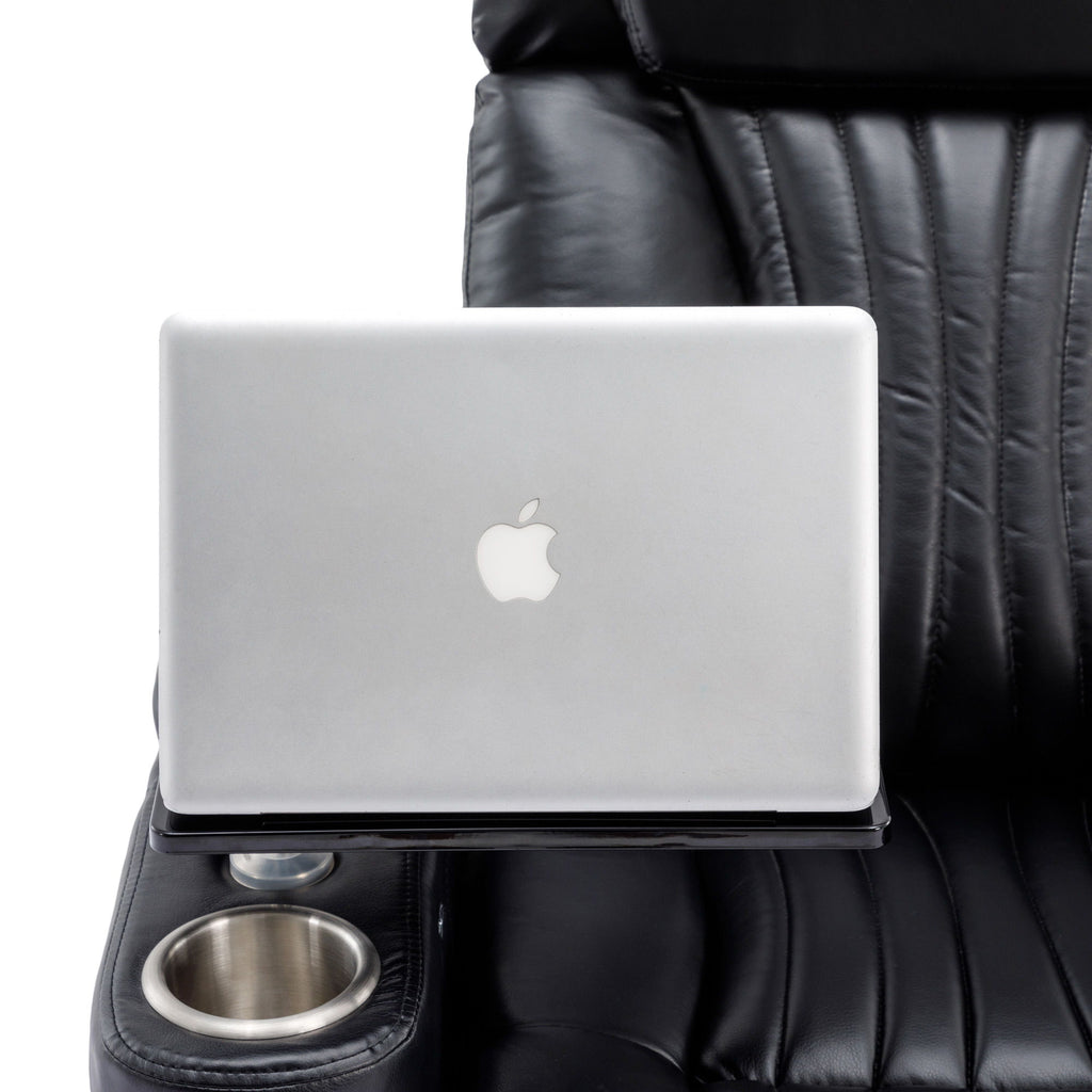270° Power Swivel Recliner Home Theater Chair With Hidden Arm Storage, LED Light, Cup Holder, And Tray Table