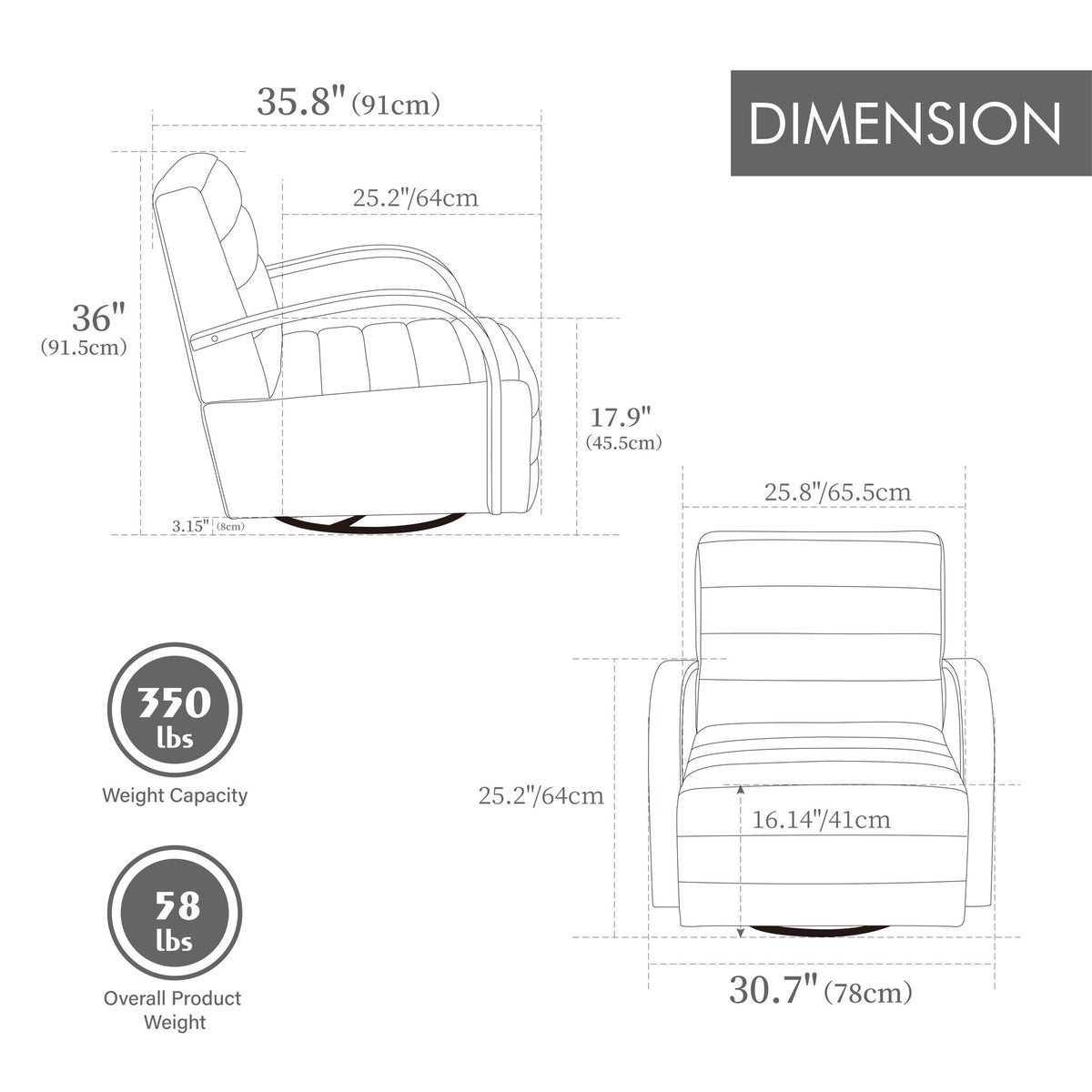 360° Swivel Accent Chair With Armrests