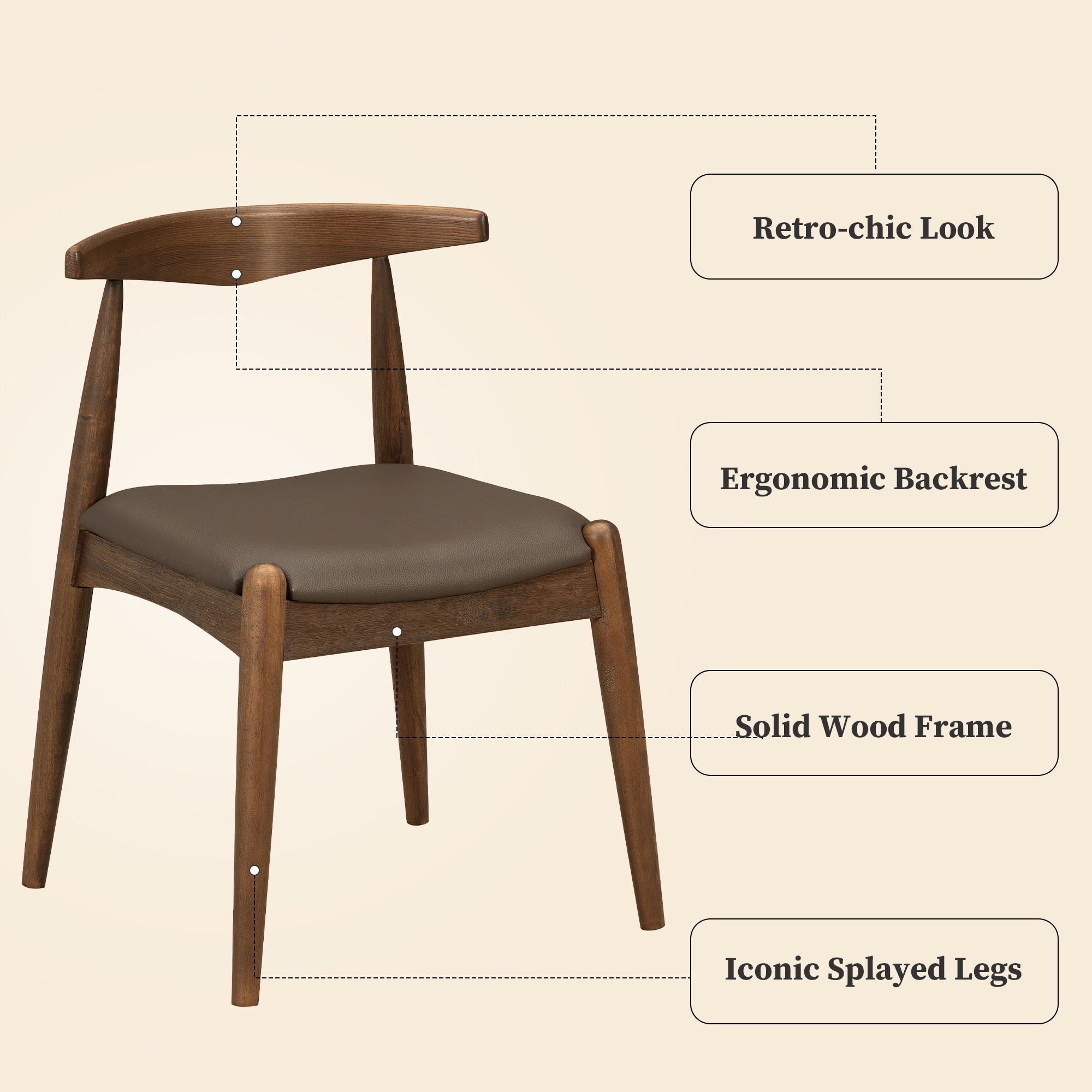 Dining Chairs With Ergonomic Backrest (Set of 2)