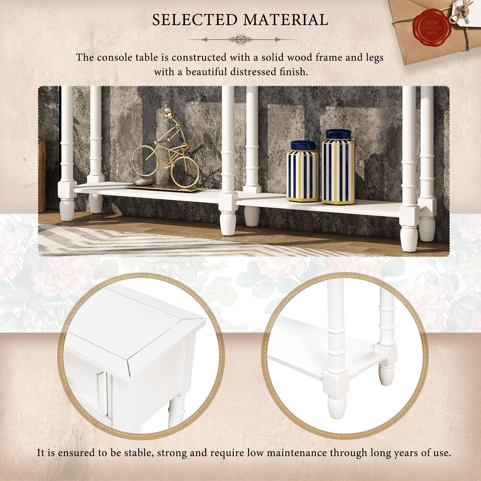 Hearth & Haven Daniel - Console Table With 2 Storage Drawers And Bottom Shelf