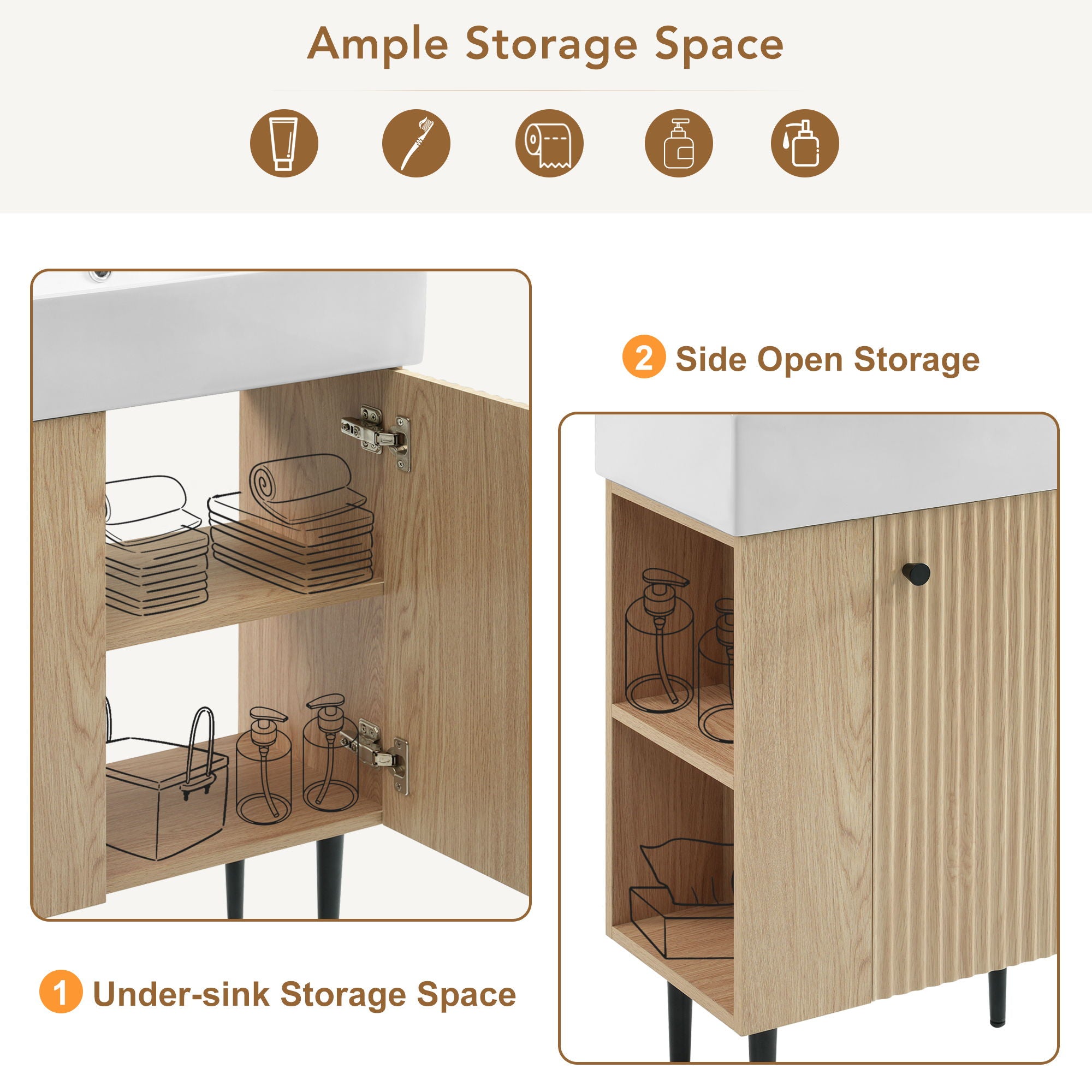 Bathroom Vanity, Combo Cabinet, Bathroom Storage Cabinet, Single Ceramic Sink