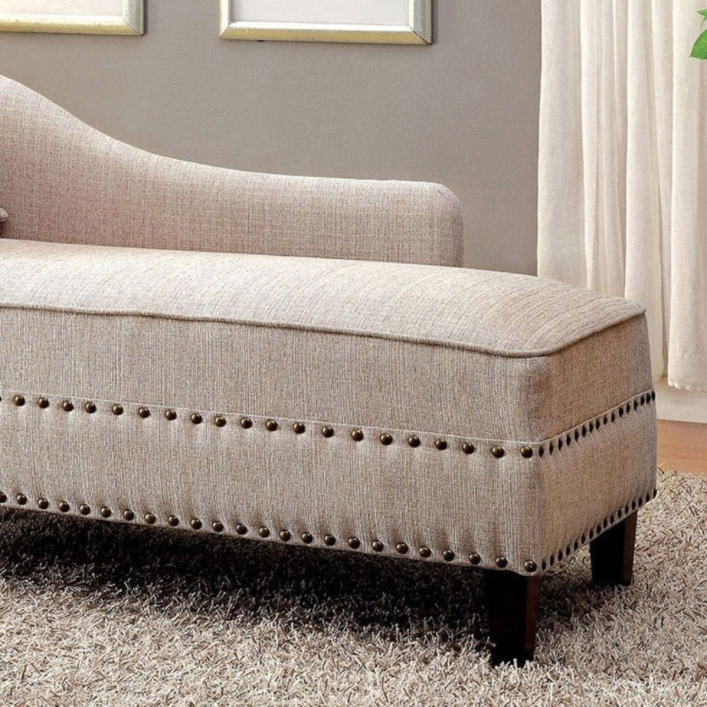 Chaise With Nailhead Trim And Plush Pillow