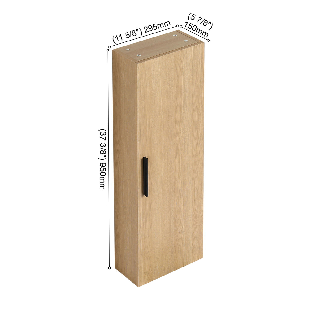 Freestanding Bathroom Vanity Set With Tall Side Cabinet, 3 Drawers And 3 Door Cabinet, Integrated Sink, Large Storage - Glossy White / Light Oak