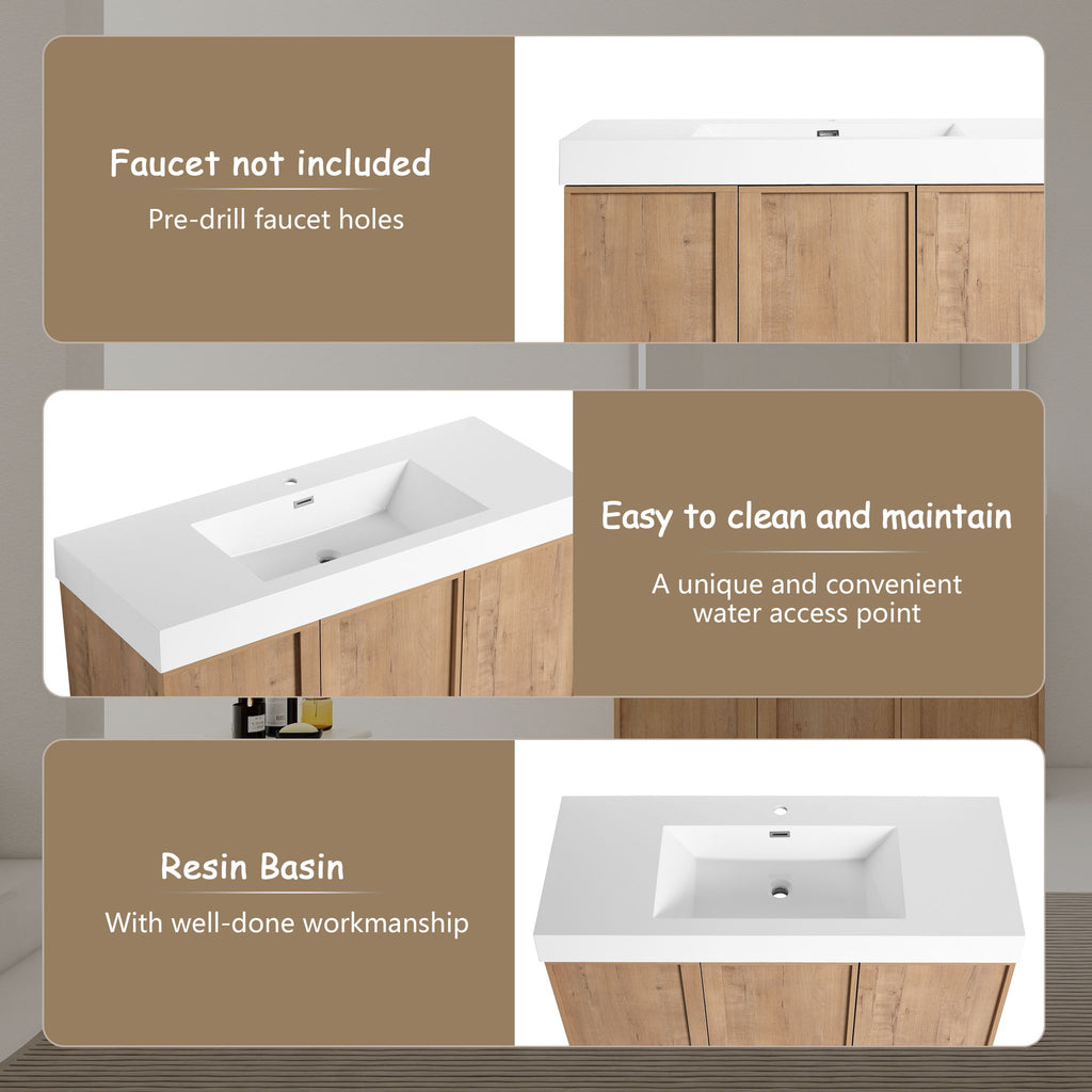 Freestanding Bathroom Vanity With Sink, Soft Close Doors