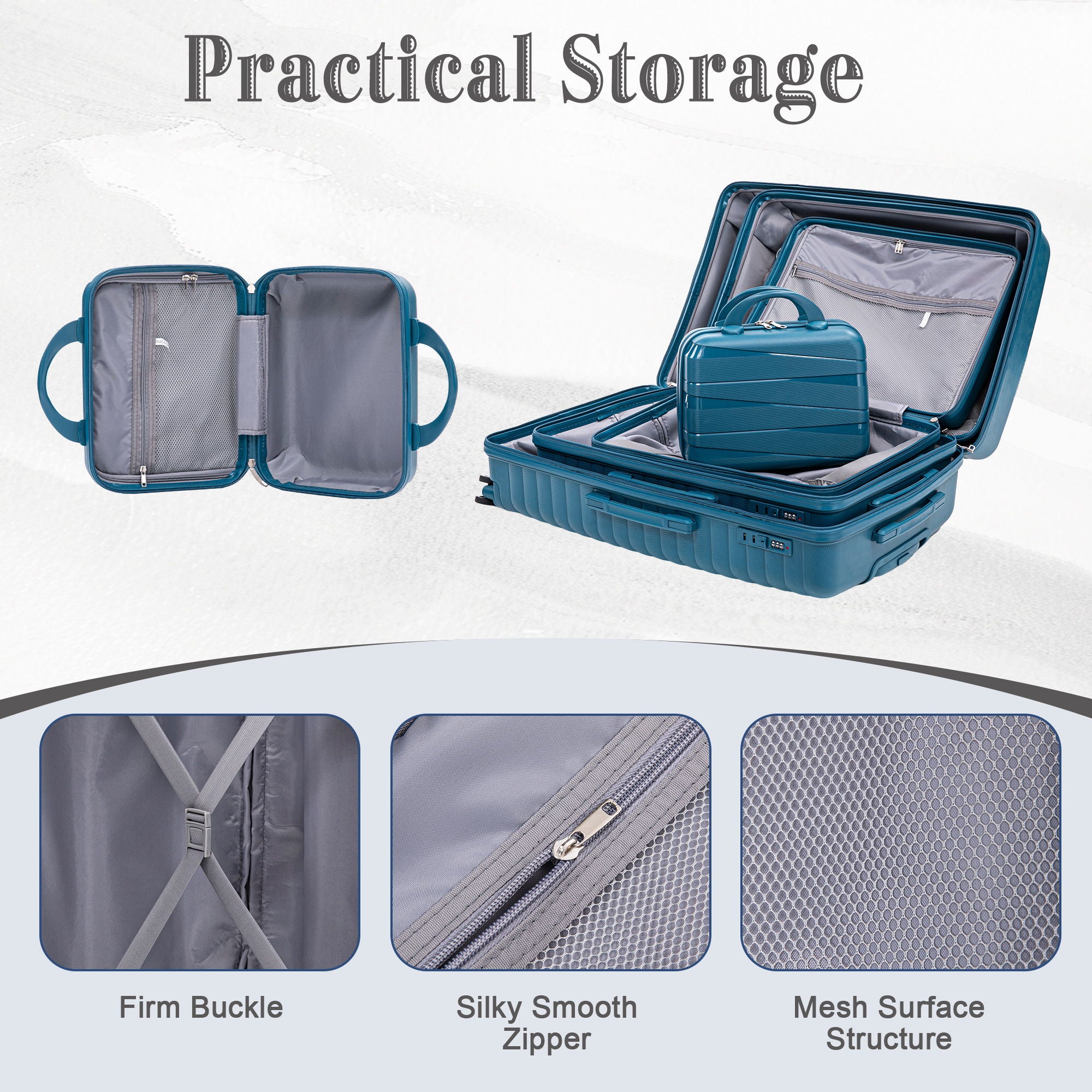 4 Piece Luggage Set, Combination Lock