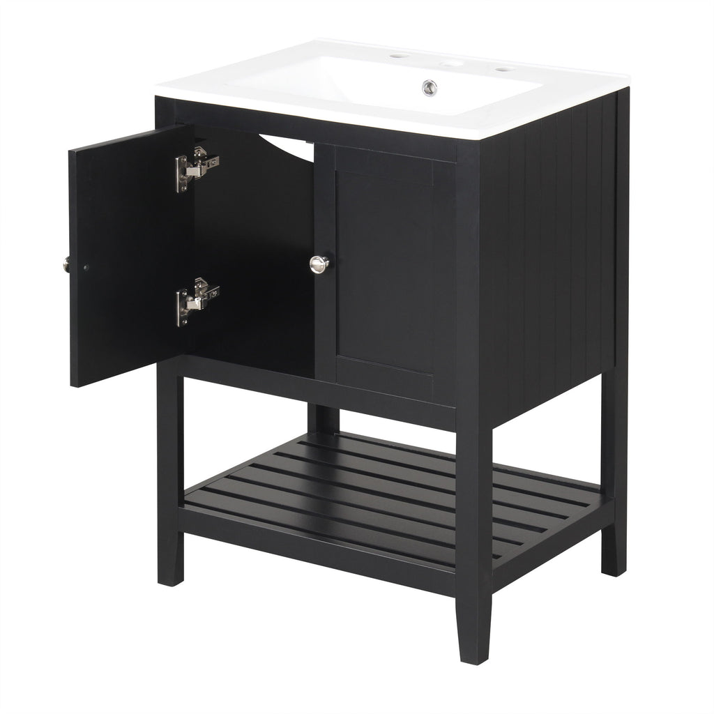 Modern Bathroom Vanity With Sink And Open Shelf