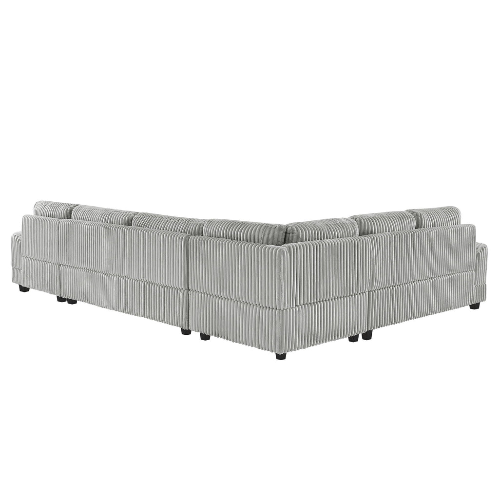 U - Shaped Sectional Sofa With Chaise Lounge, Oversized Living Room Sofa - Gray