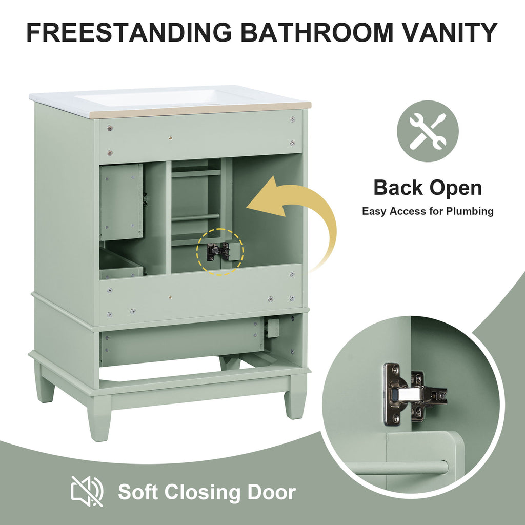 Modern Bathroom Vanity With Sink, Freestanding Cabinet With Drawers And Storage Shelves