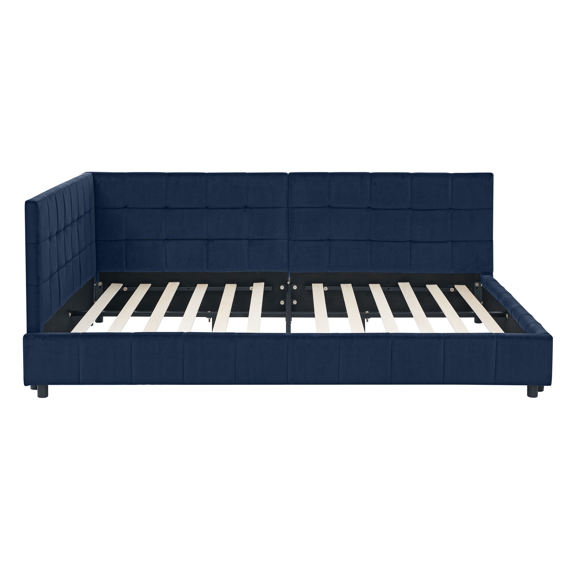Elegant Design Storage Upholstered Tufted Bed Frame With Backrest And Armrests