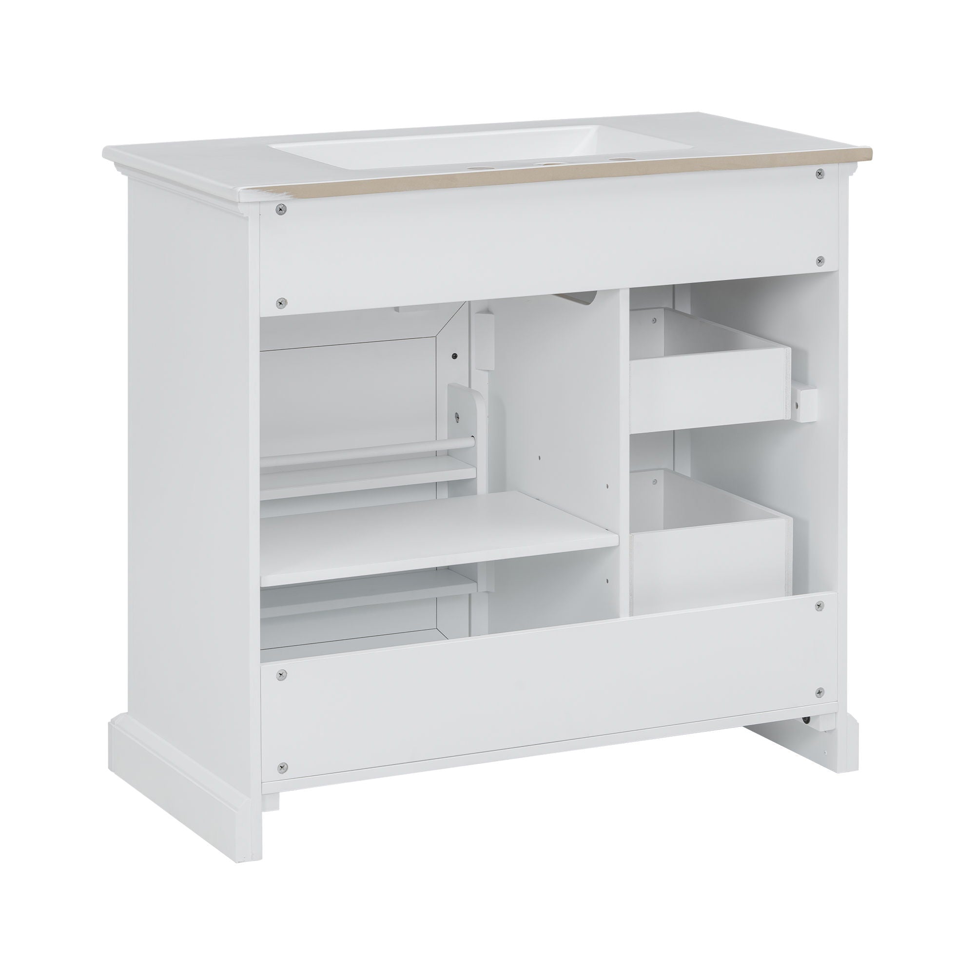 Modern Bathroom Vanity With Sink Top, 4 Drawers And 1 Soft-Close Door