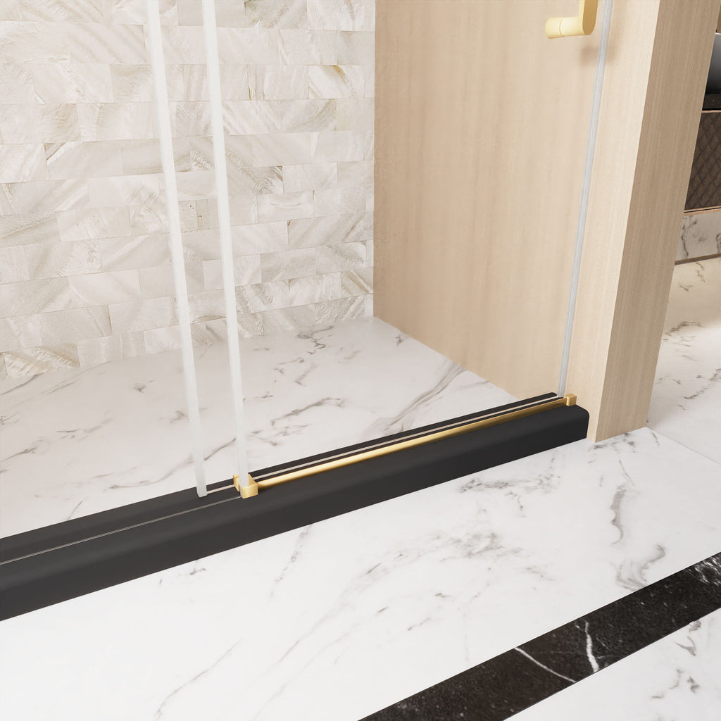 Frameless Single Sliding Shower Door With Handle And Square Tube Track
