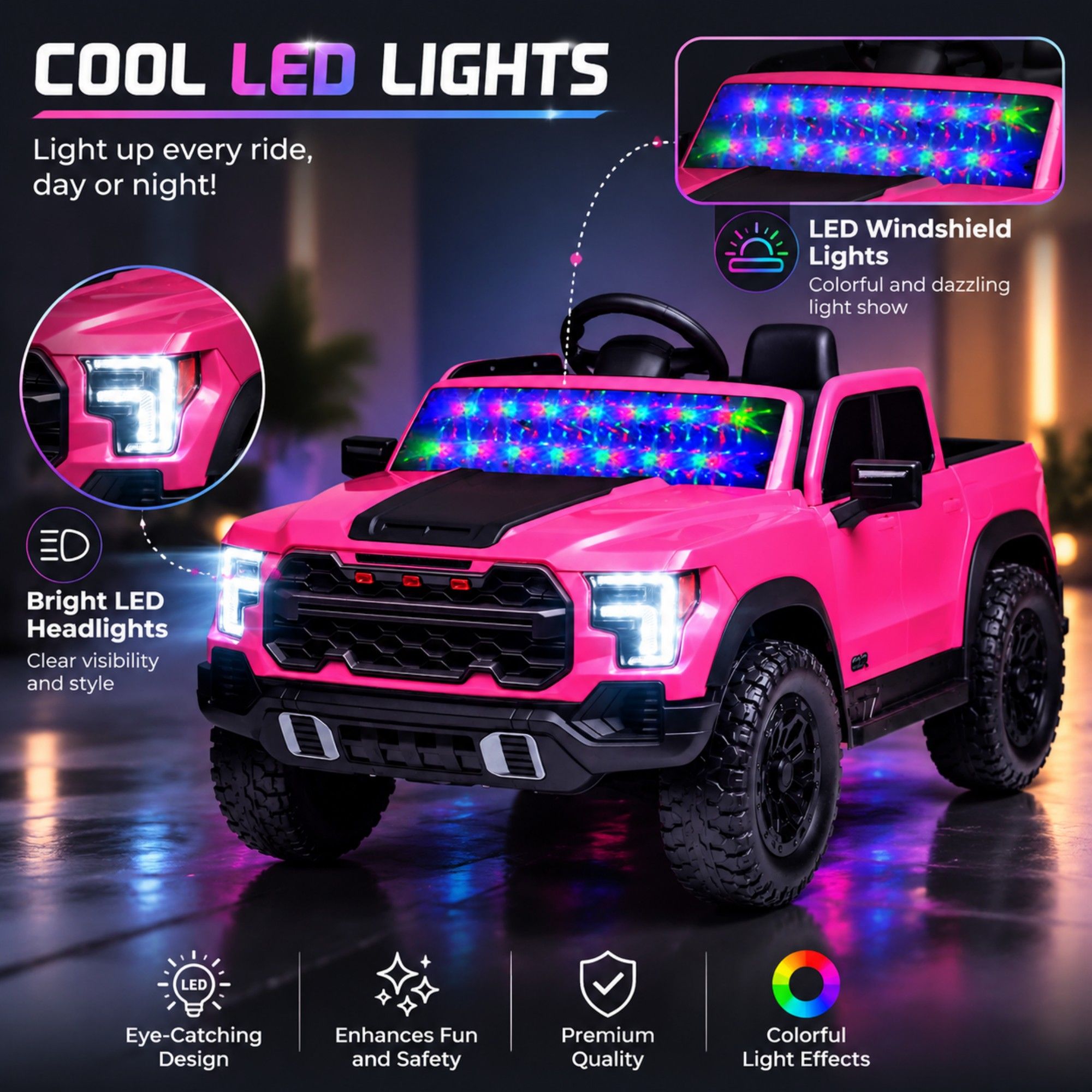 12V Kids Ride On Car With Remote Control, 4 Wheel Shock Absorption, Multifunctional Music Player Perfect Gift For Toddlers - Pink