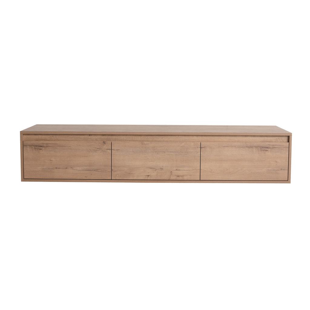 Modern Minimalist 60" Bathroom Cabinet With Soft Close Drawers And Floating Mounting Design - Imitative Oak