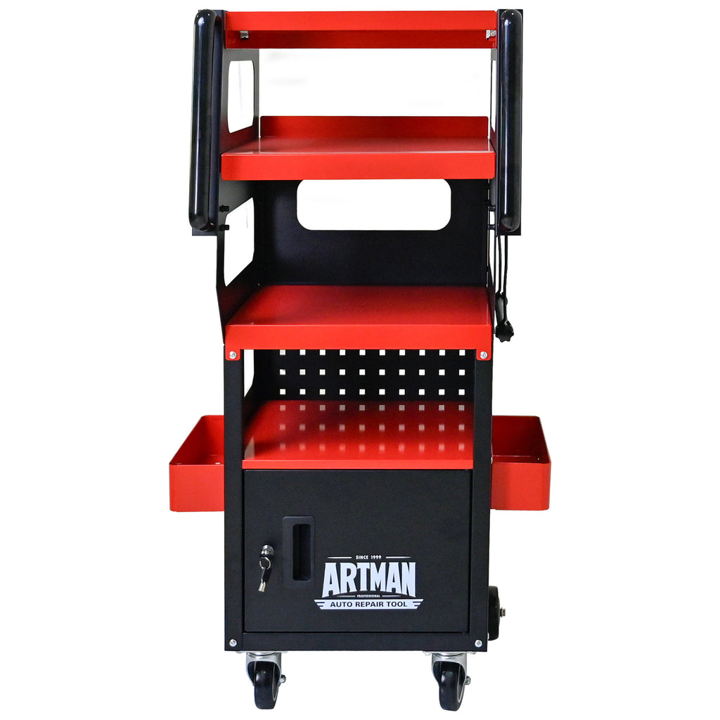 4 Level Multi Purpose Trolley For Diagnostics - Black / Red