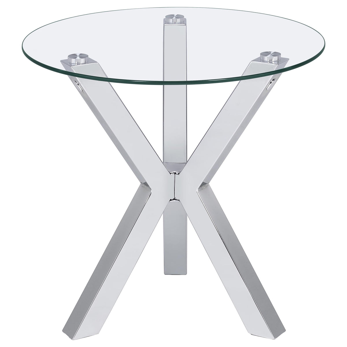 Alexa - Round Tempered Glass Top End Table - Chrome