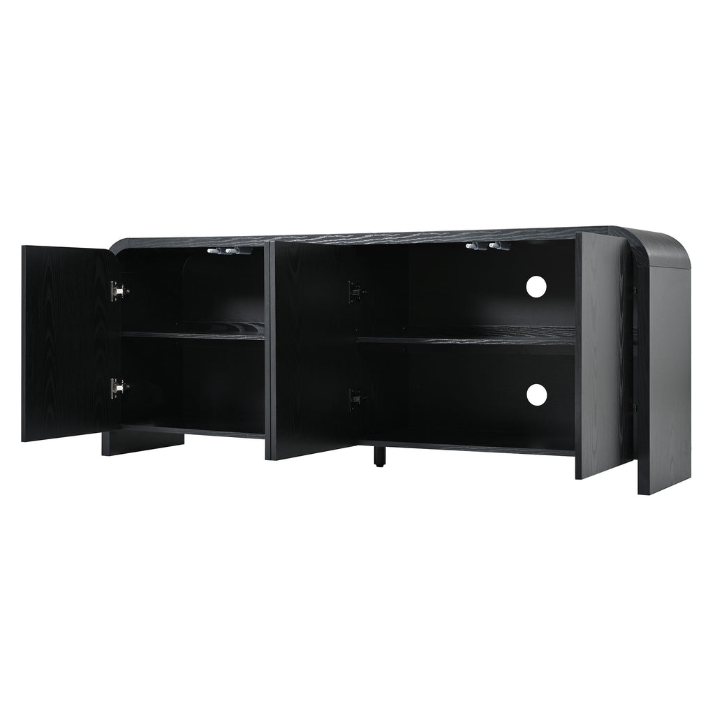 Curved Edge TV Stand With Large Cabinets