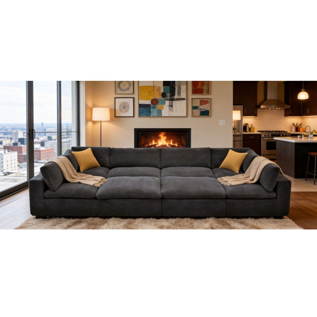 Custom Configuration Modular Sectional With Toss Pillows