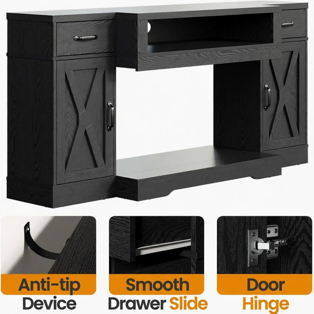 TV Stand With Adjustable Shelves & Double Doors