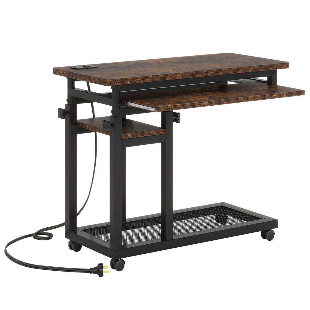 Adjustable Portable C-Shaped Desk With Power Outlet & USB Ports