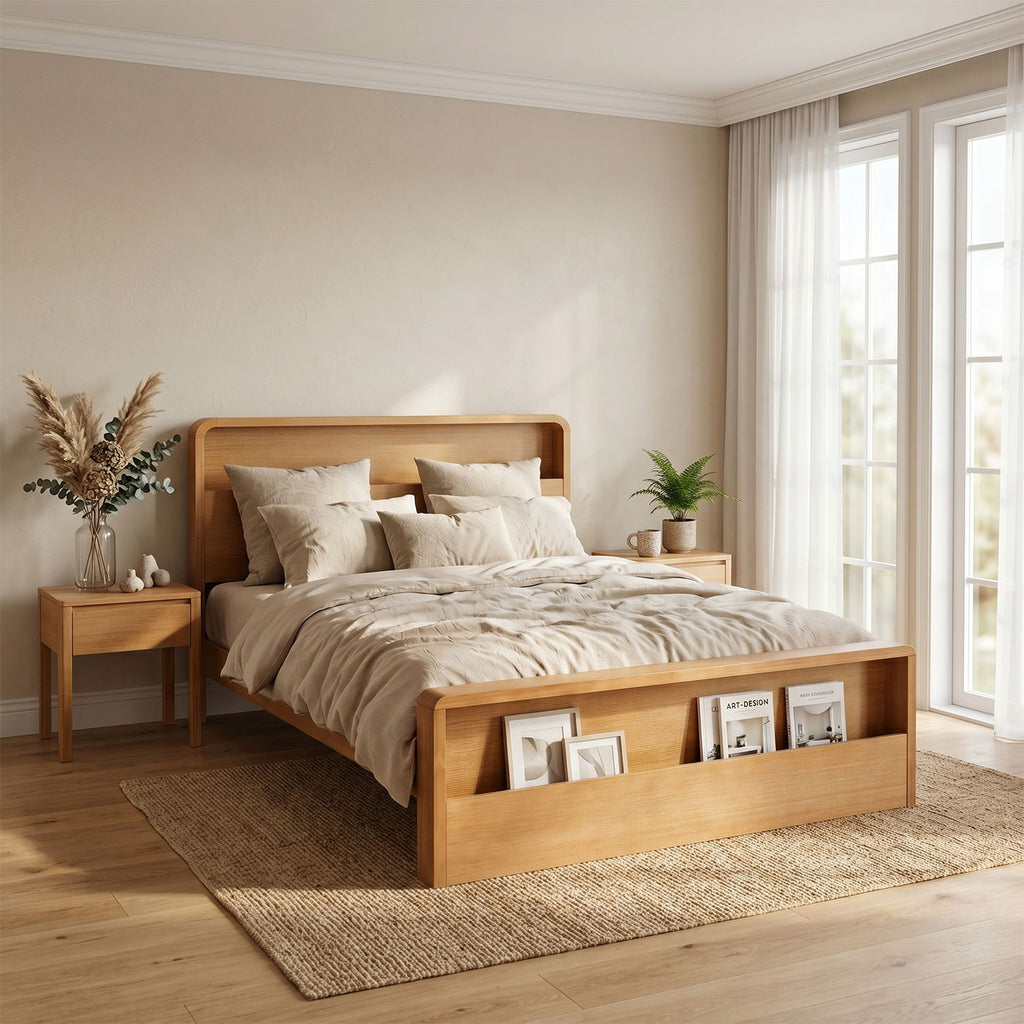 Bed Frame With Dual Open Storage Headboard And Footboard