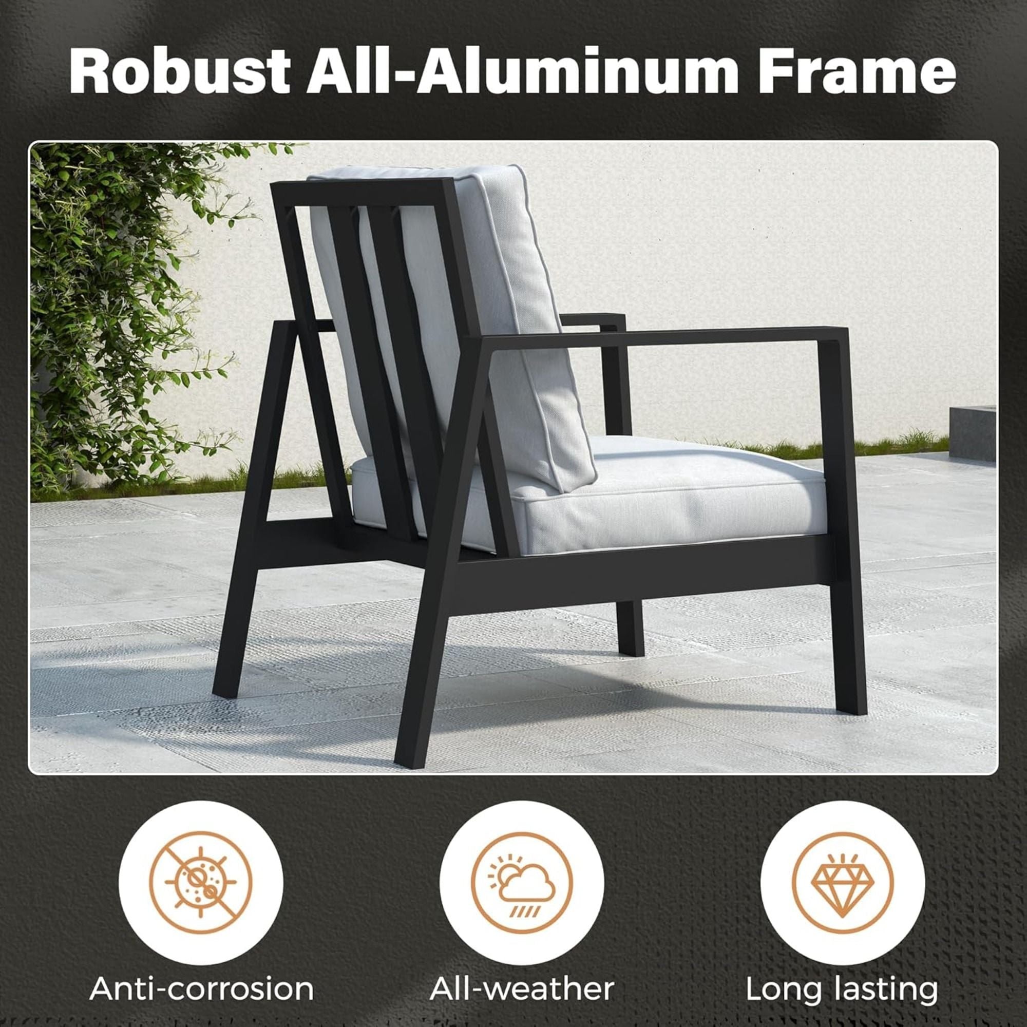 Modern 5 Seat Outdoor Patio Furniture Set With Coffee Table