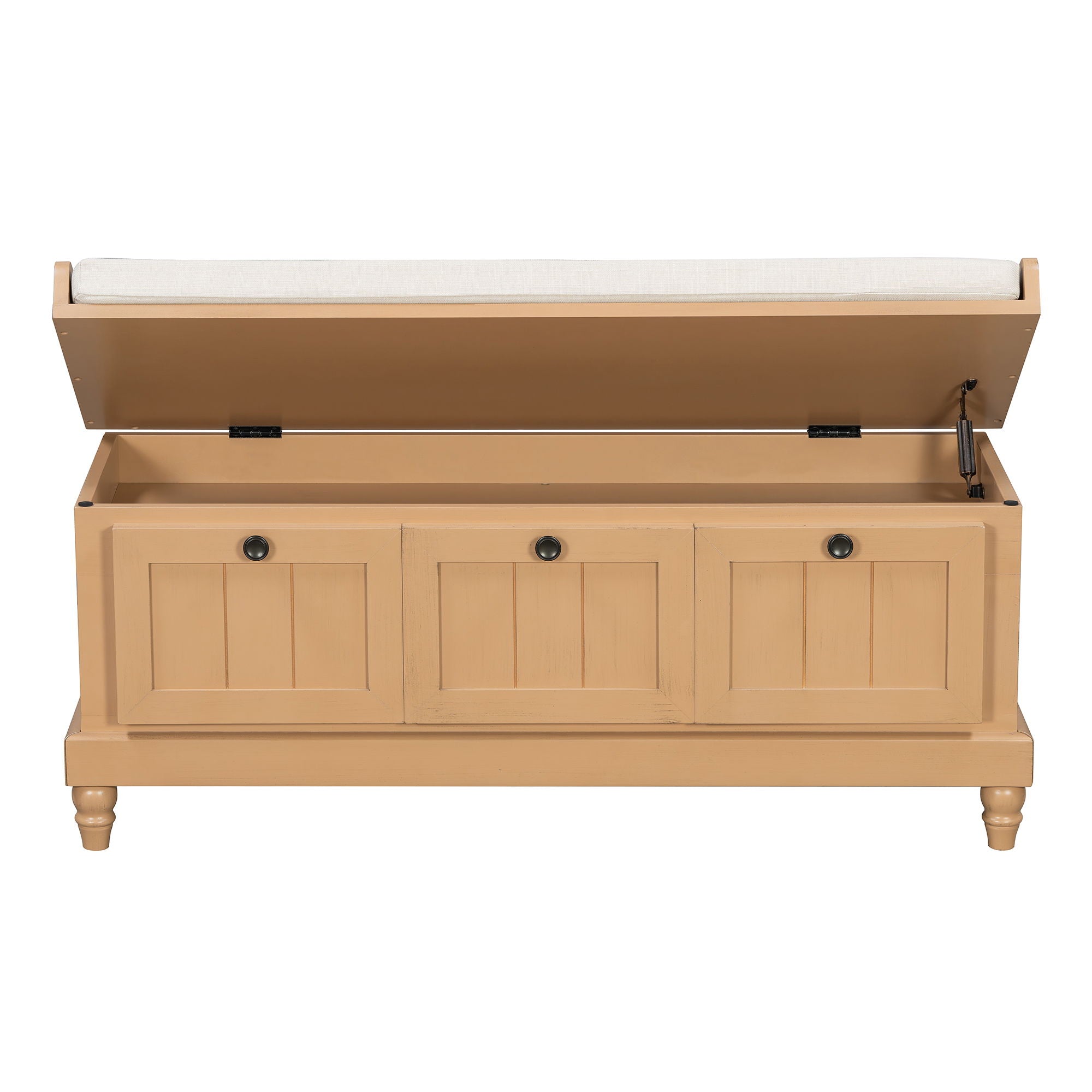 Shoe Bench With Cushion And 3 Drawers - Natural