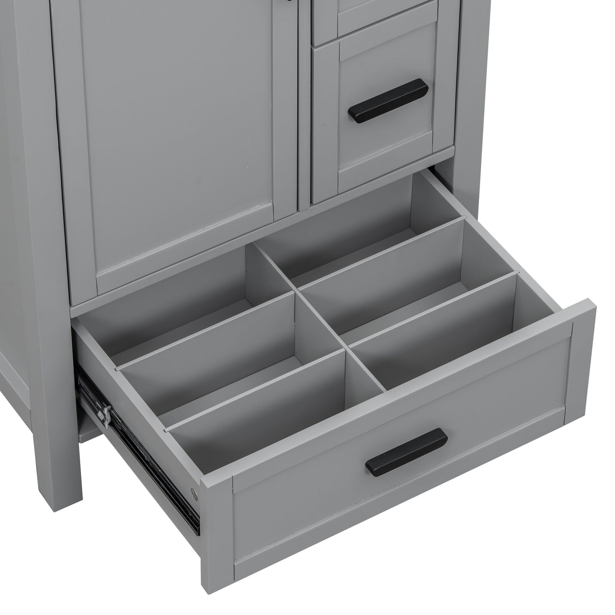 Bathroom Vanity With Sink, Soft Close Door, Double Layer Door Shelf And 3 Drawers - Gray