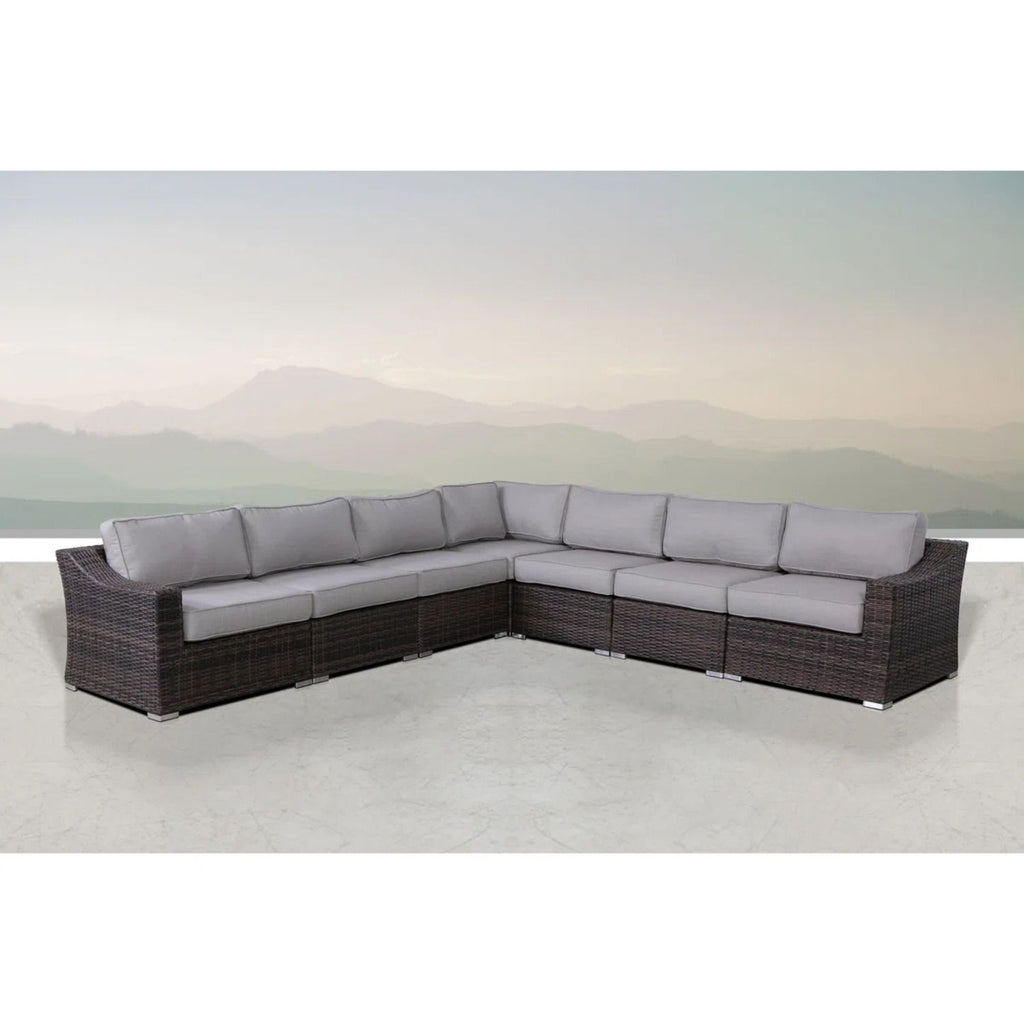 7 Piece Outdoor Sectional Seating Group With Cushions Wicker - Brown