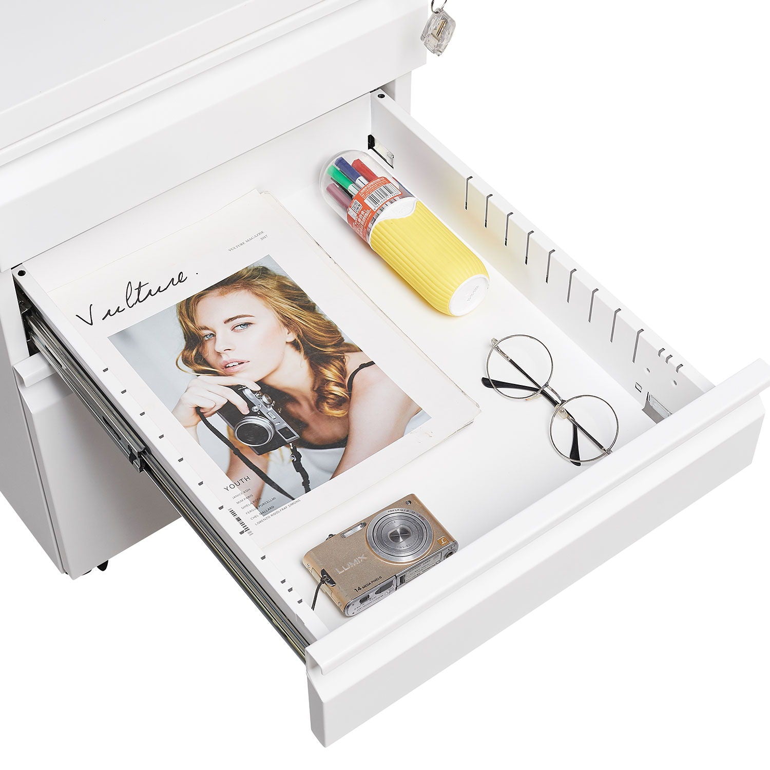 Contemporary 3 Drawer Mobile Filing Cabinet With Lock, Metal Office Storage For Legal / Letter Size