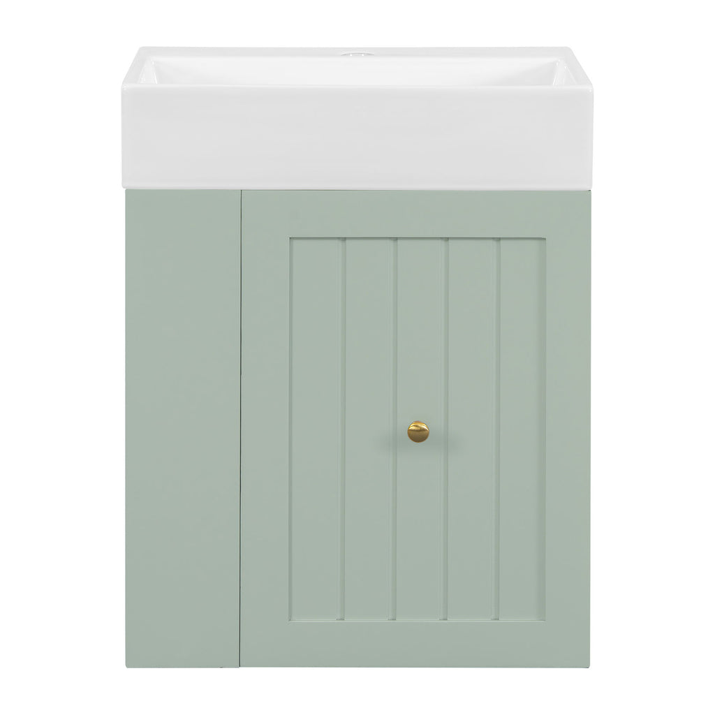 Modern Bathroom Vanity With Sink, Storage Cabinet, Drawer & Side Shelf