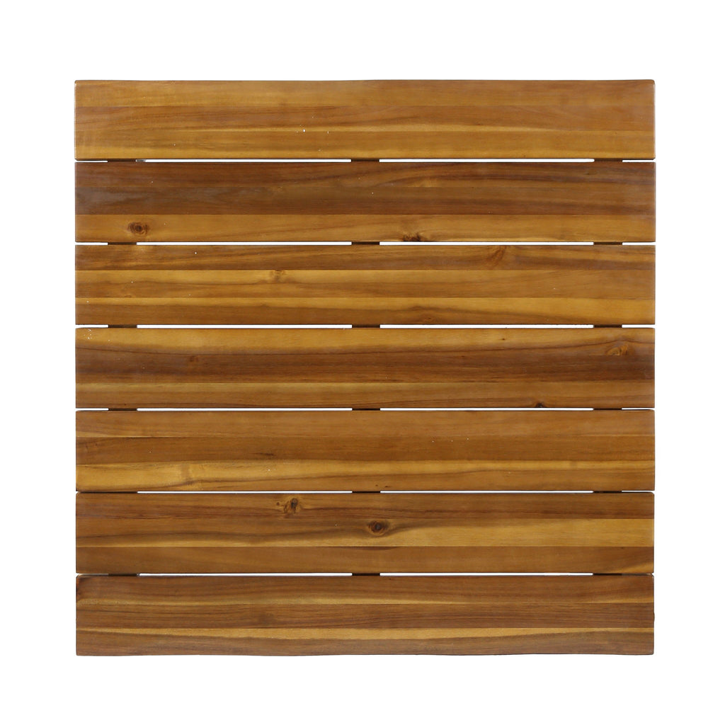 Outdoor Coffee Table With Slat Top And Metal Legs - Teak