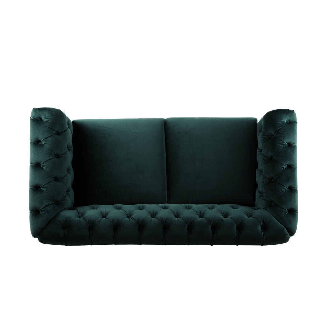Chesterfield Loveseat Sofa, 2 Person Rolled Arm Upholstered Couch