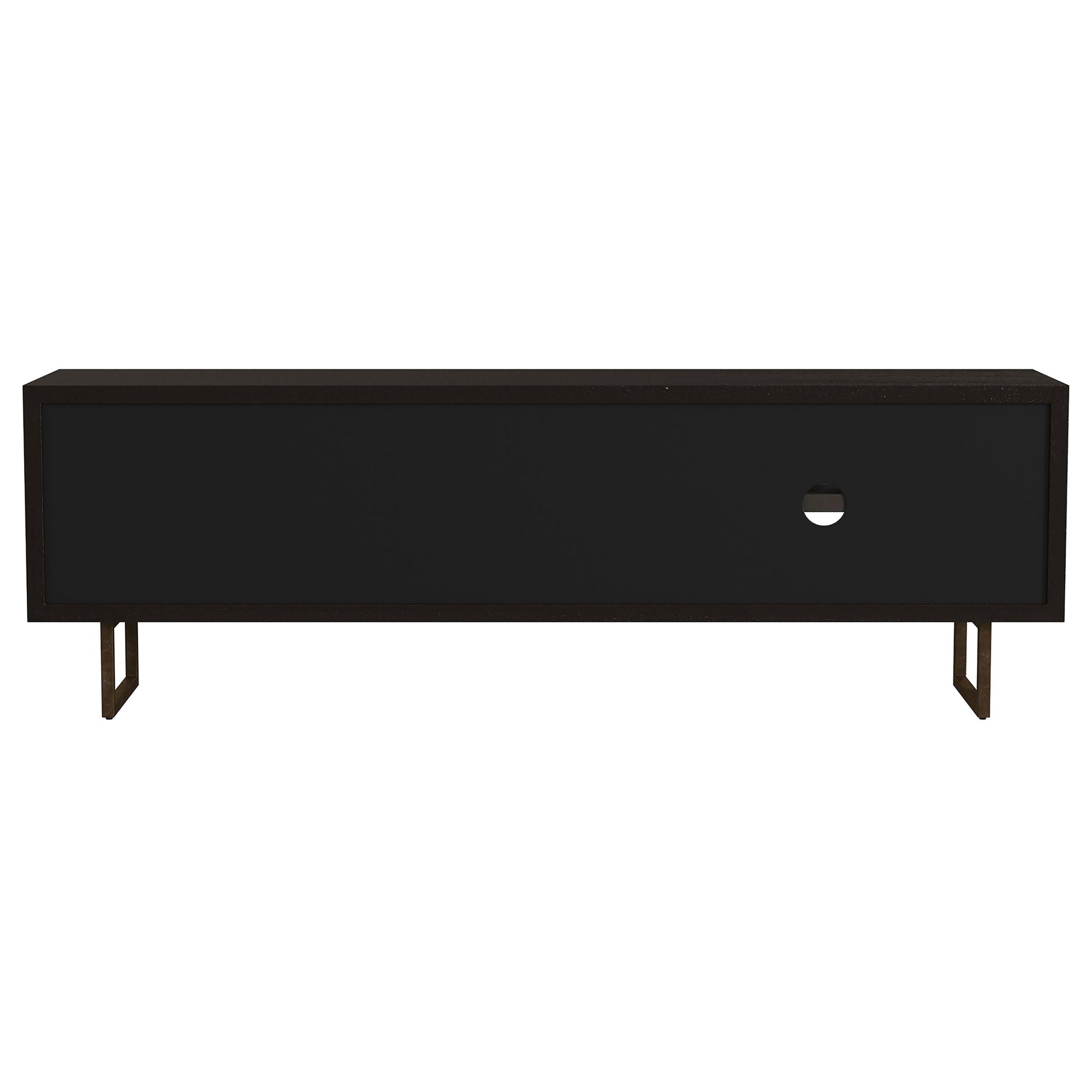 Manaya - 2 Door Stand With Open Shelving And Hidden Storage - Charcoal Black