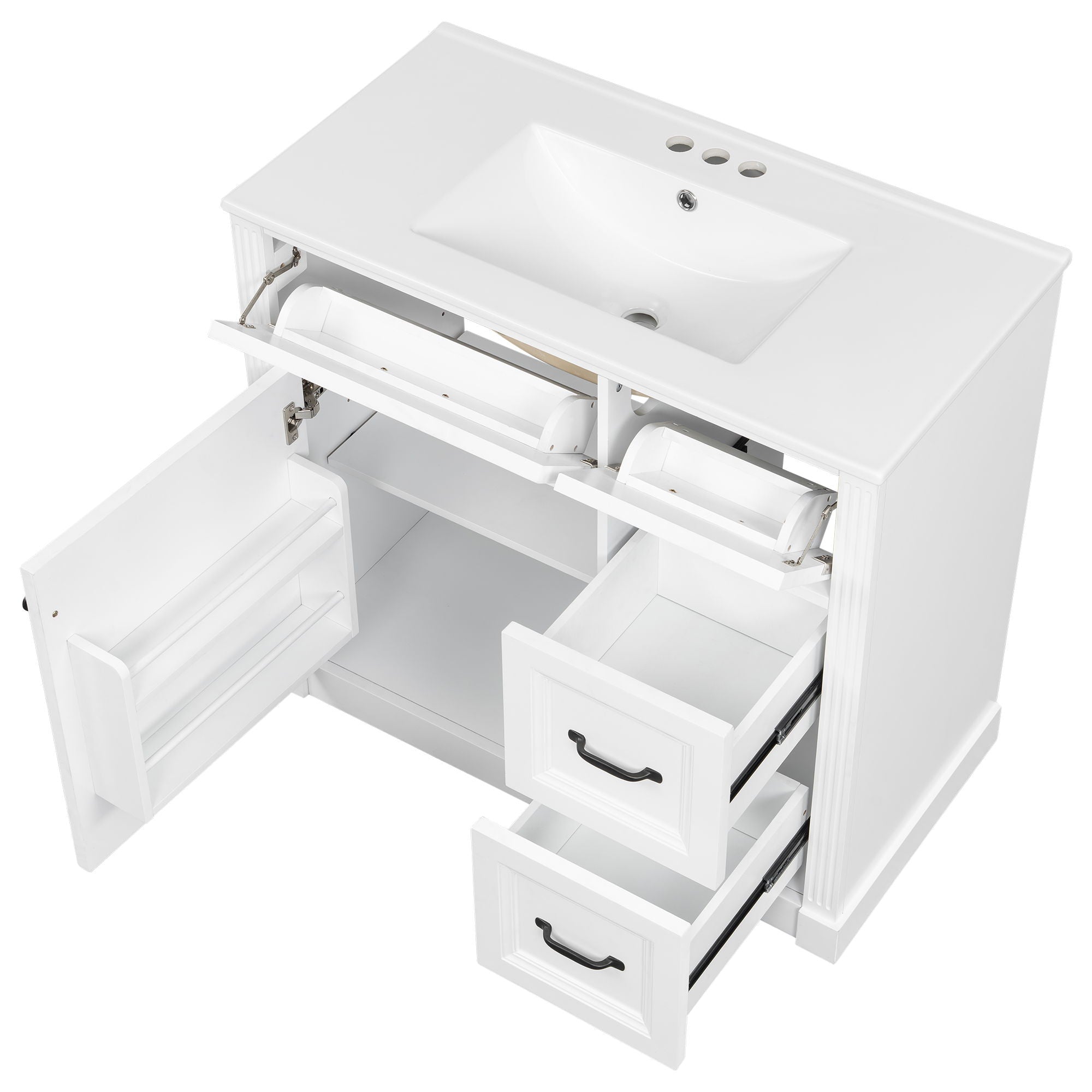 Modern Bathroom Vanity With Sink, 4 Drawers, Soft-Close Door, Adjustable Shelf