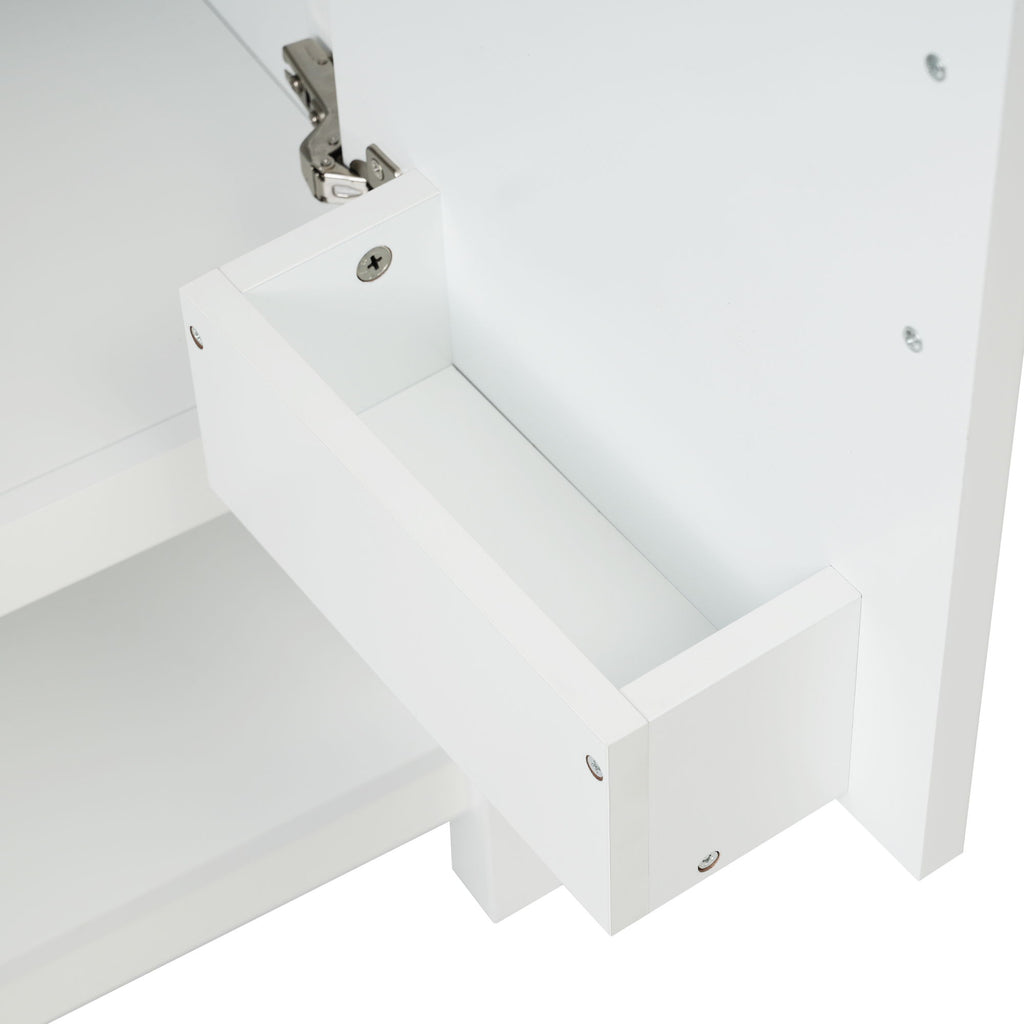 Elegant Bathroom Vanity With Ceramic Sink And Versatile Storage