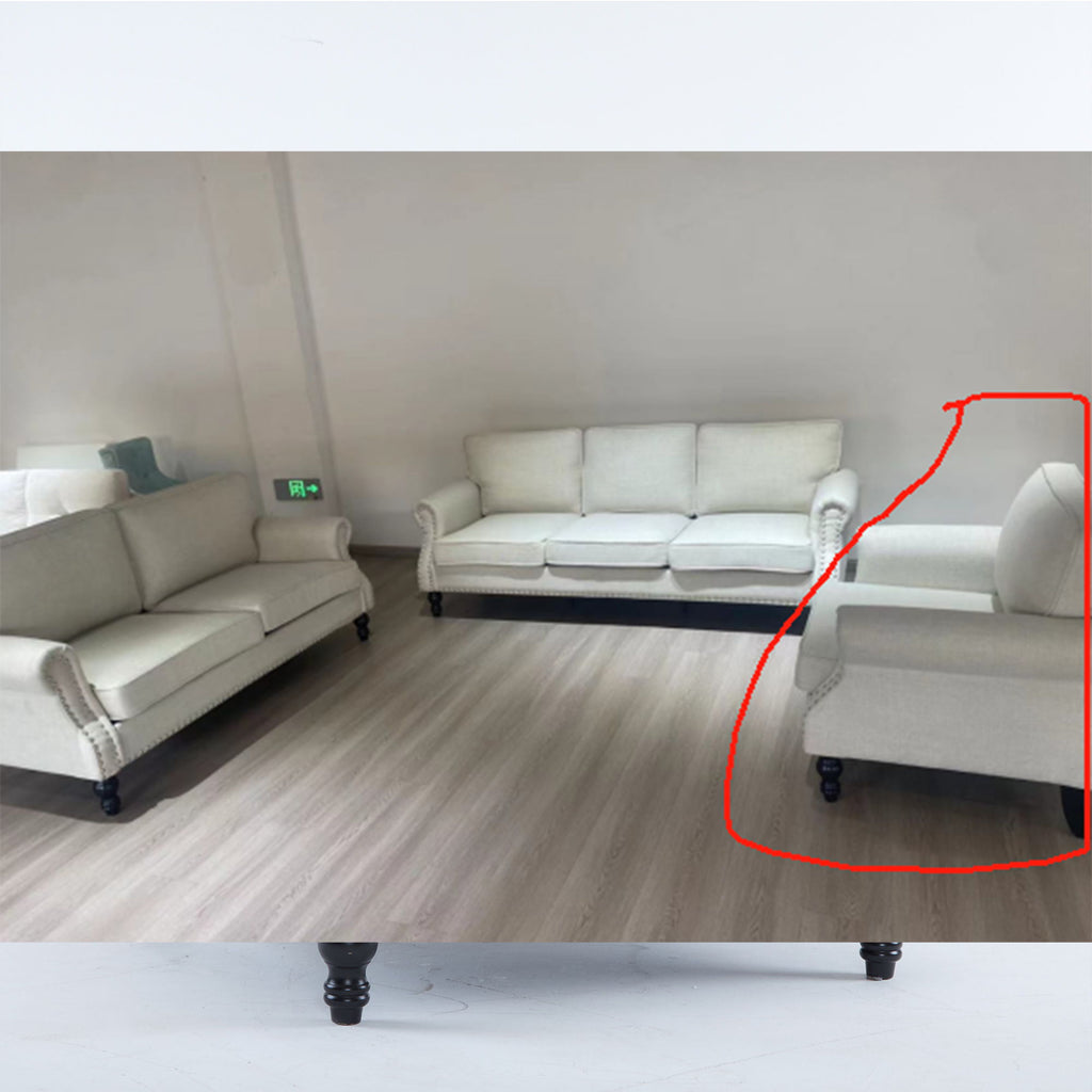 Rolled Arm Sofa With Nailhead Trim, 1 Seater Upholstered Couch With Wooden Legs