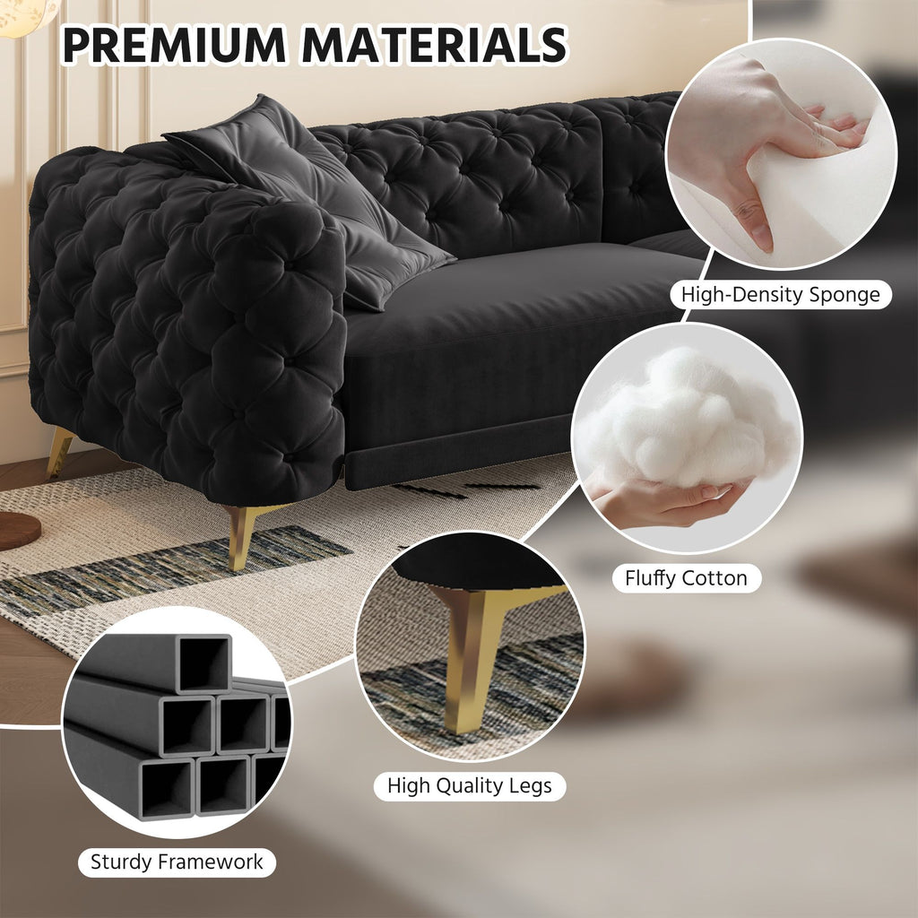 3 In 1 Convertible Sleeper, Deep Seat Pull Out Sofa Bed, Button Tufted