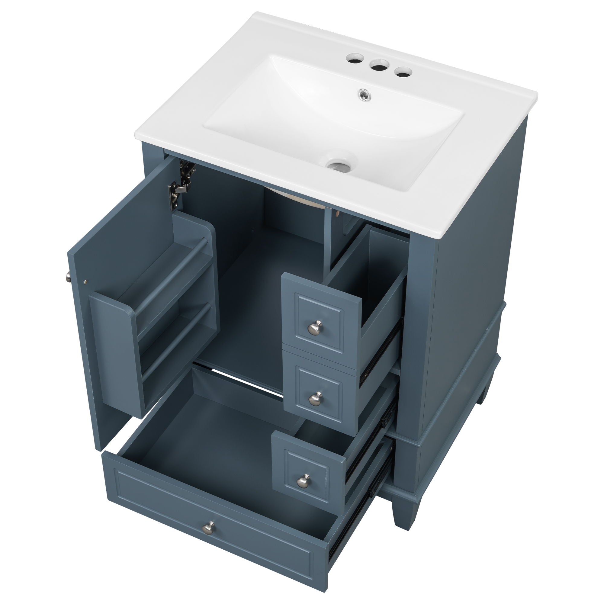 Modern Bathroom Vanity With Sink, Freestanding Cabinet With Drawers And Storage Shelves