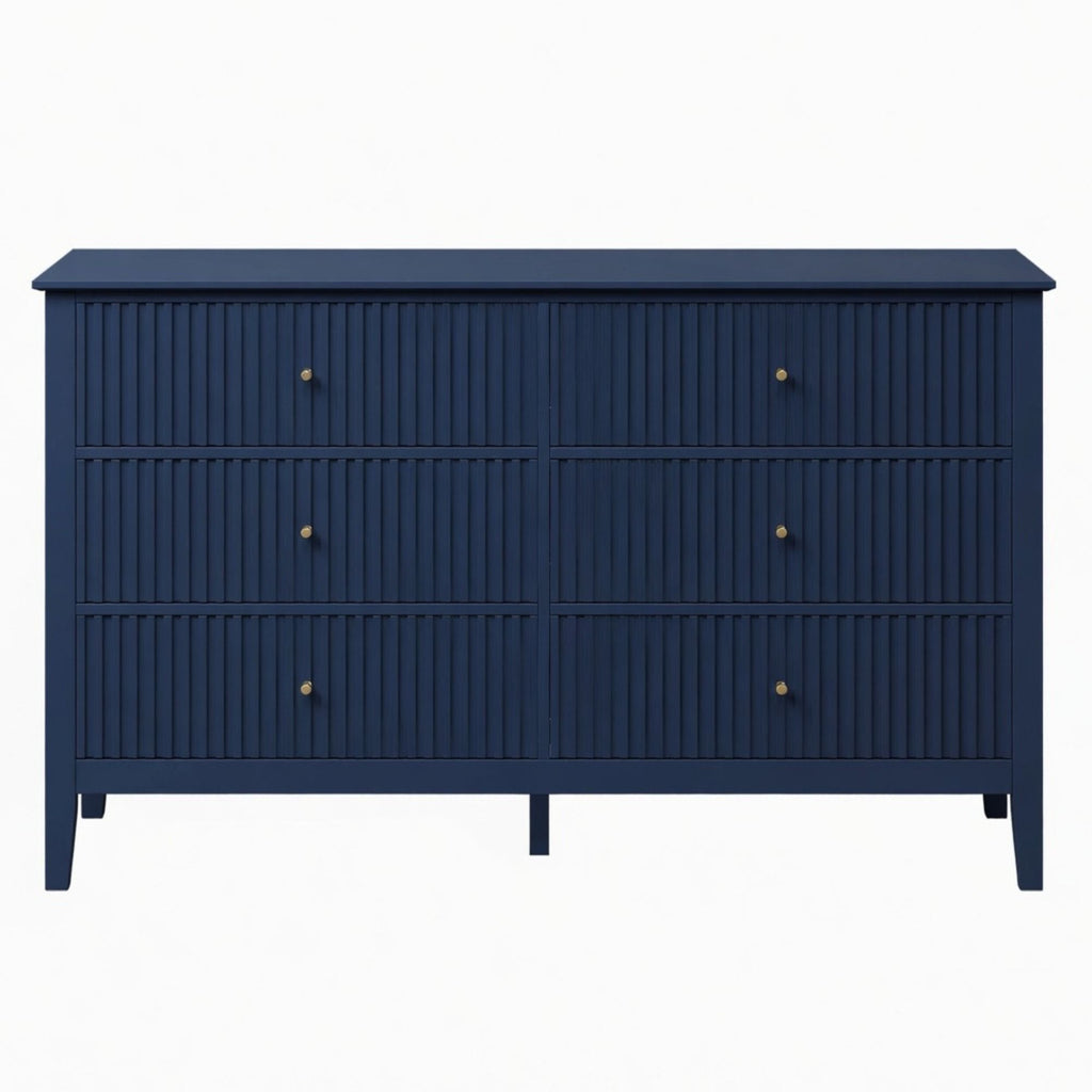 Modern 6 Drawer Fluted Dresser