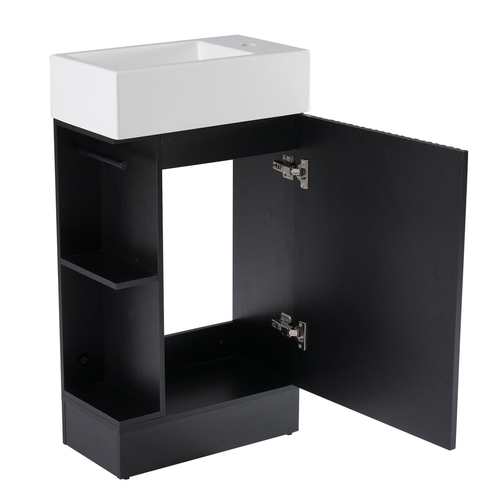 Modern Bathroom Vanity With Sink And 2 Tier Shelf