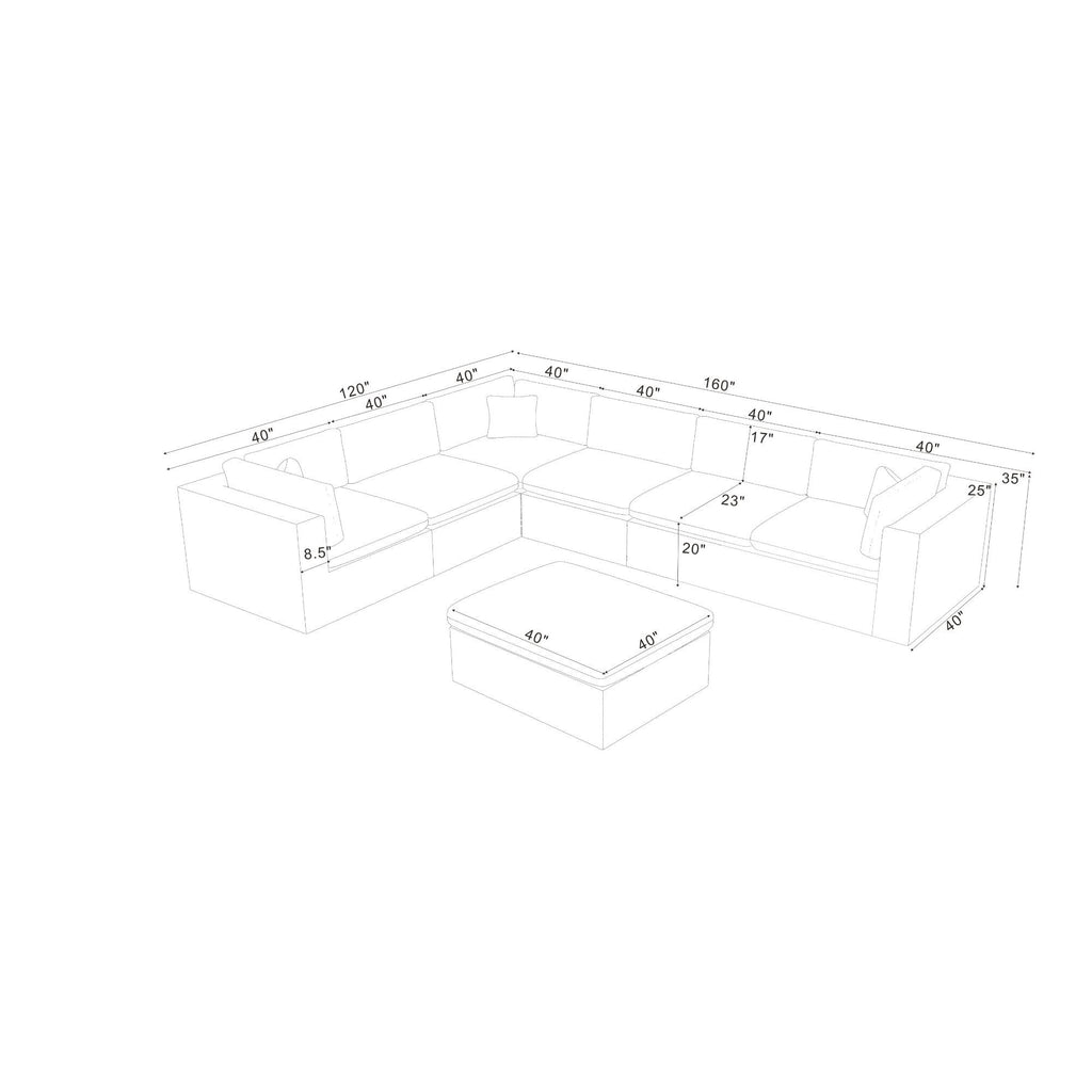 Custom Configuration Modular Sectional & Toss Pillows
