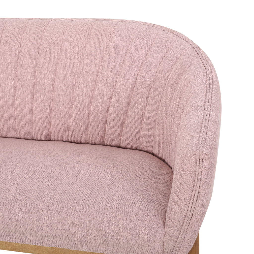 Mid Century Modern Loveseat With Channel Stitched Backrest