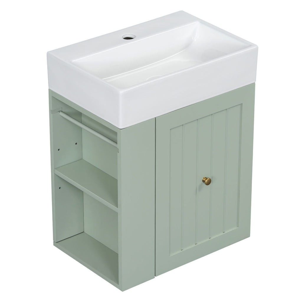 Modern Bathroom Vanity With Sink, Storage Cabinet, Drawer & Side Shelf