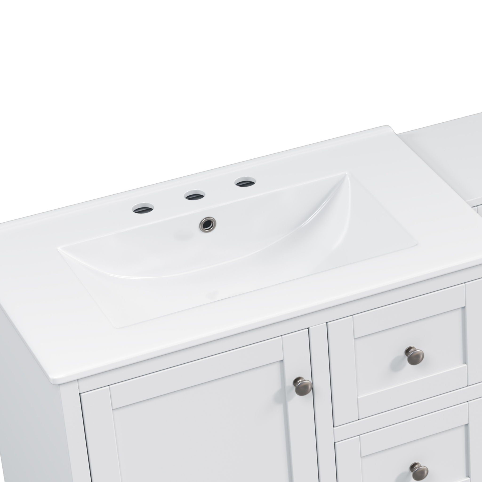 Double Sink Bathroom Vanity With Countertop, 2 Ceramic Sinks, 6 Drawers, Soft Close Design