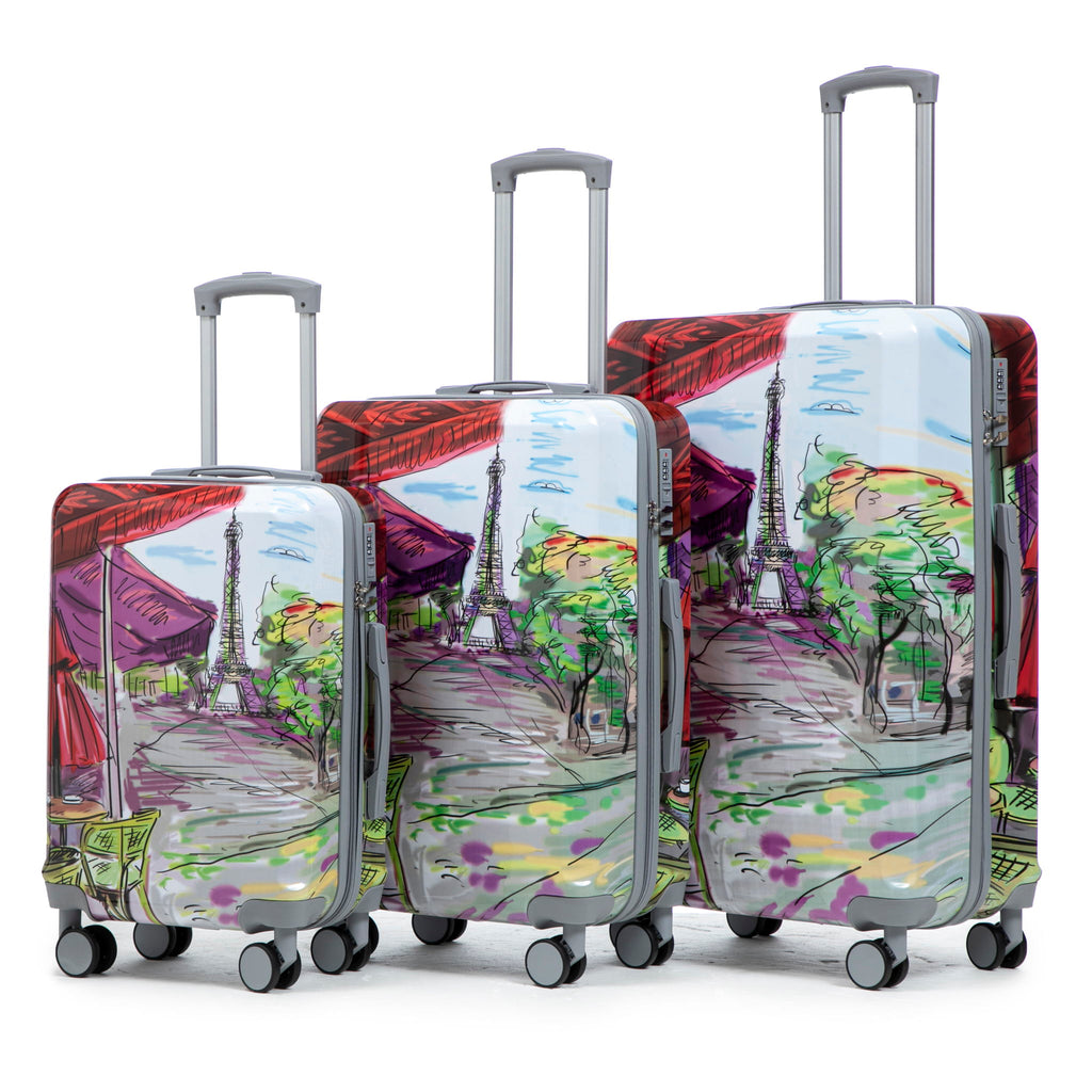 3 Piece Spinner Luggage Set 20" / 24" / 28" With Combination Lock And Silent Wheels - Coffee